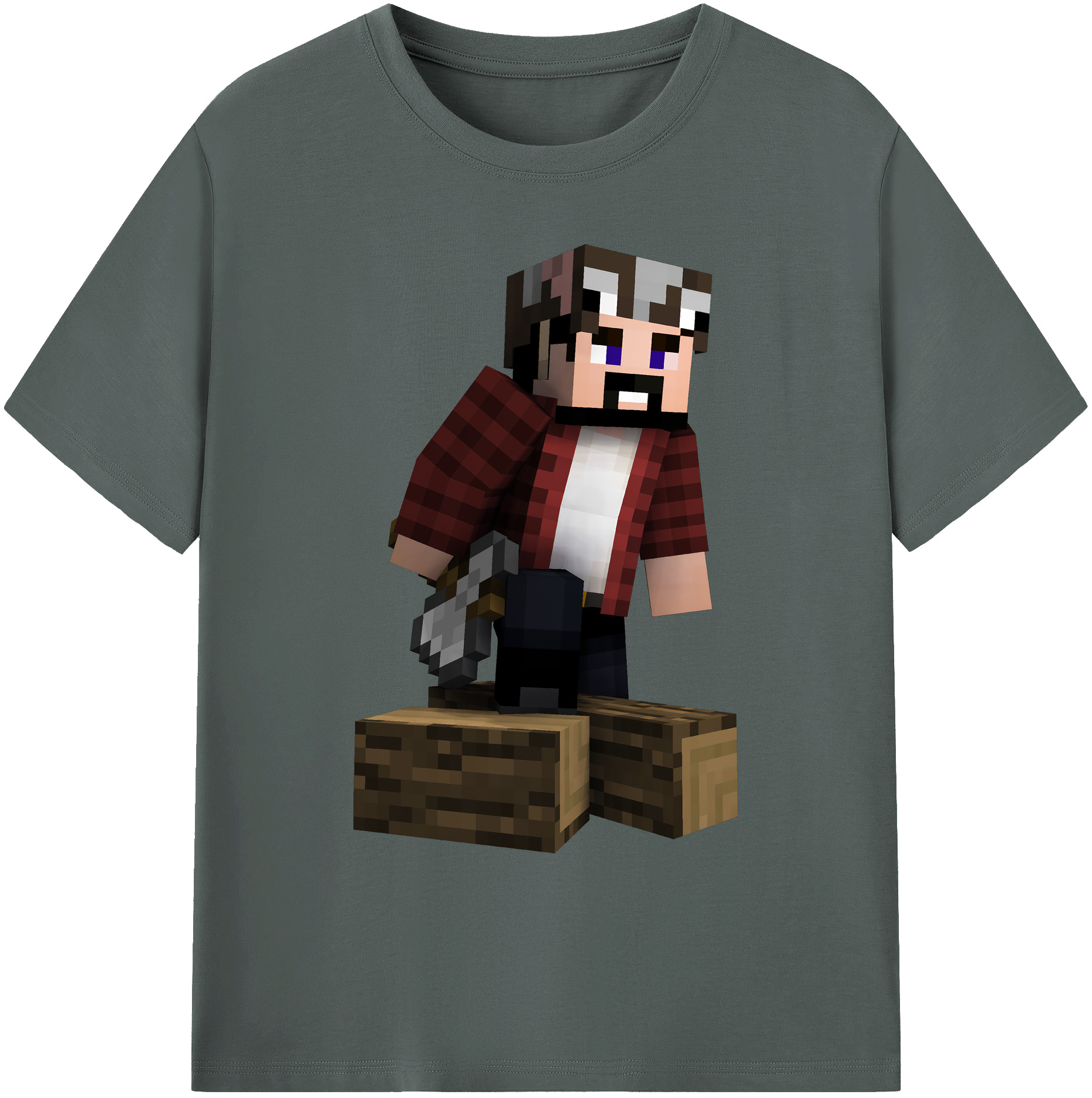 （画像用） マインクラフト ブロックの世界 Minecraft MC Block world 綿100％ メンズ半袖Tシャツ｜肌触りやわらか＆通気性